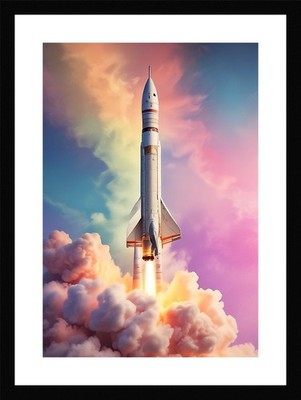 Lebendiger Raketenstart gerahmtes Wandbild Poster Leinwanddruck Bild