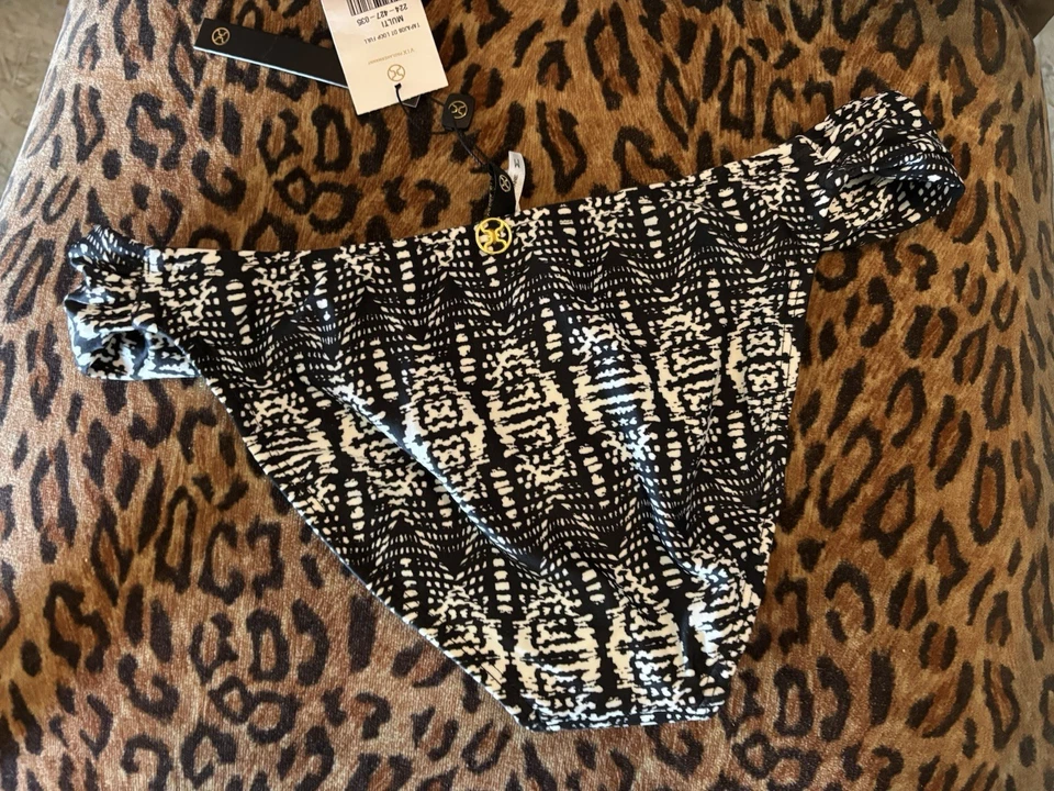 VIX Black & White Geometric Bikini Bottom Swim Medium New - Image 4 of 4