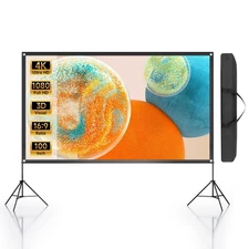 Projector Screen with Stand 100″ Outdoor 16:9 4K Foldable Washable Portable
