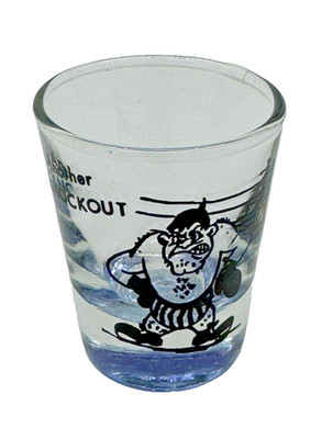 Vintage ''Another Knockout'' Boxer 1.5 oz Shot Glass Novelty Barware Collectible