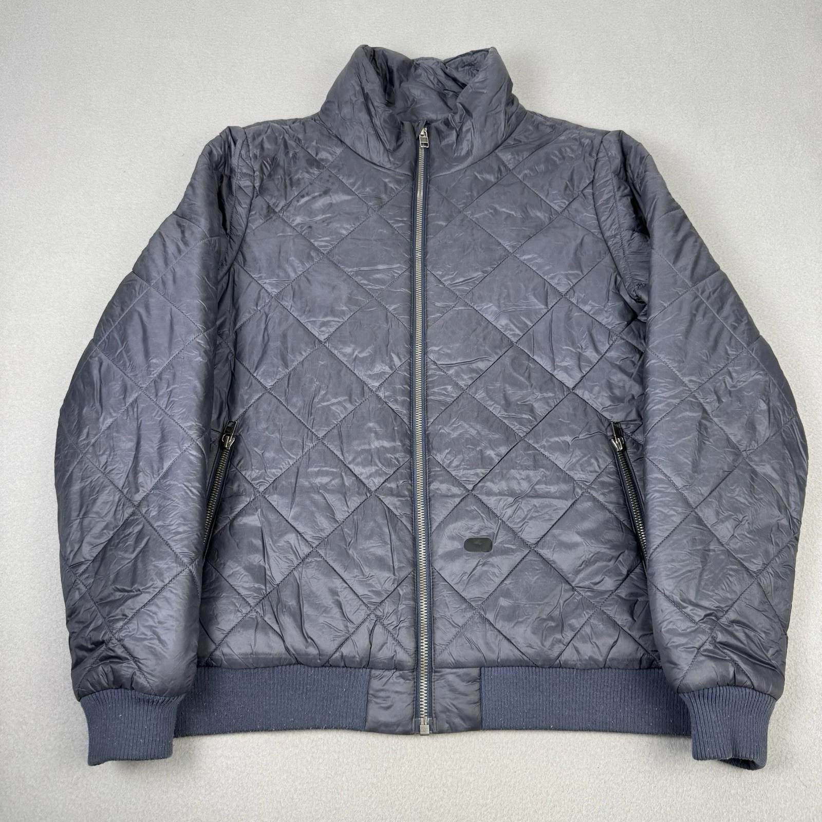Patagonia Jacket Womens Medium Blue Prow Bomber Full Zip Diamond Quilted Puffer