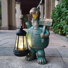 JOYBEE Garden Statues Turtle with Solar Lantern Outdoor Decor-Turtle Solar Figur