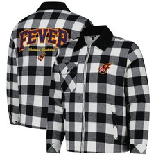 Unisex The Wild Collective Black/White Indiana Fever Flannel Full-Zip Shacket