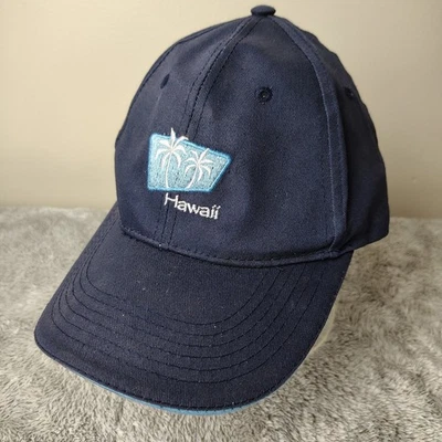 Vintage HAWAII Hat Strapback Adjustable Blue Palm Trees Embroidered Tourism Y2K - Image 1 of 4