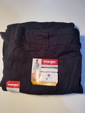 Men's Wrangler Cargo Pants w/ Low Stretch Black Relaxed Fit Tech Pocket 40X30