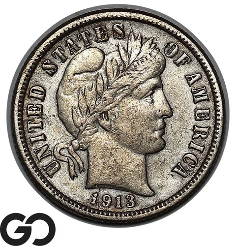 1913 Barber Dime, Choice AU
