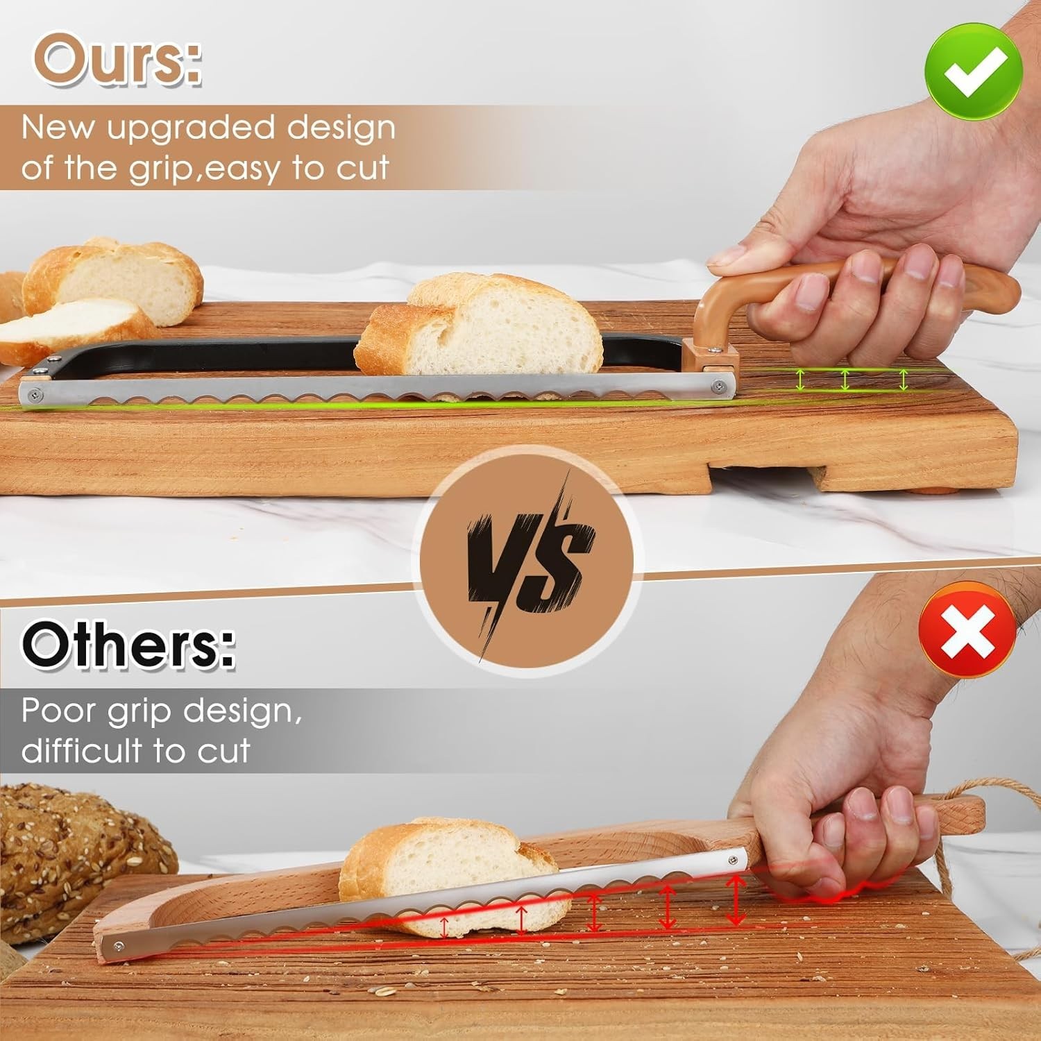 16" High-Carbon Stainless Steel Bread Knife with Ergonomic Handle for All Bakers