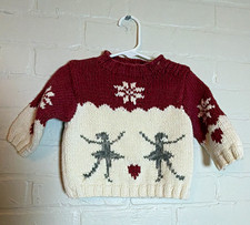 Gap 3-6M Knit Cotton Pullover Sweater Snowflake Holiday Crew Button