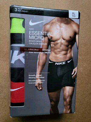 NIKE Essential micro 3-pair boxer briefs underwear Dri Fit Size M L XL Red Black