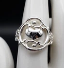 Nevada Silver Mines Vintage Heart Floral Lacy Sterling Silver 925 Ring Size 8