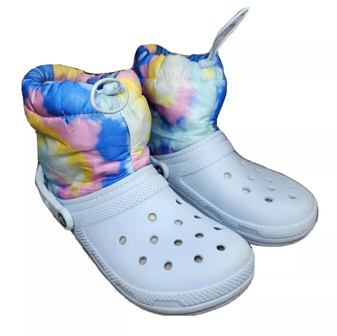 Crocs Classic Lined Neo Puff Tie Dye Winter Boots 207328 Women's 8 Blue |  eBay