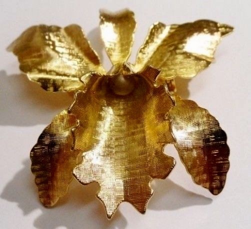 Broche Vintage En émail Multicolore - Motif Orchidée - État Parfait - Bijou Ancien Unique