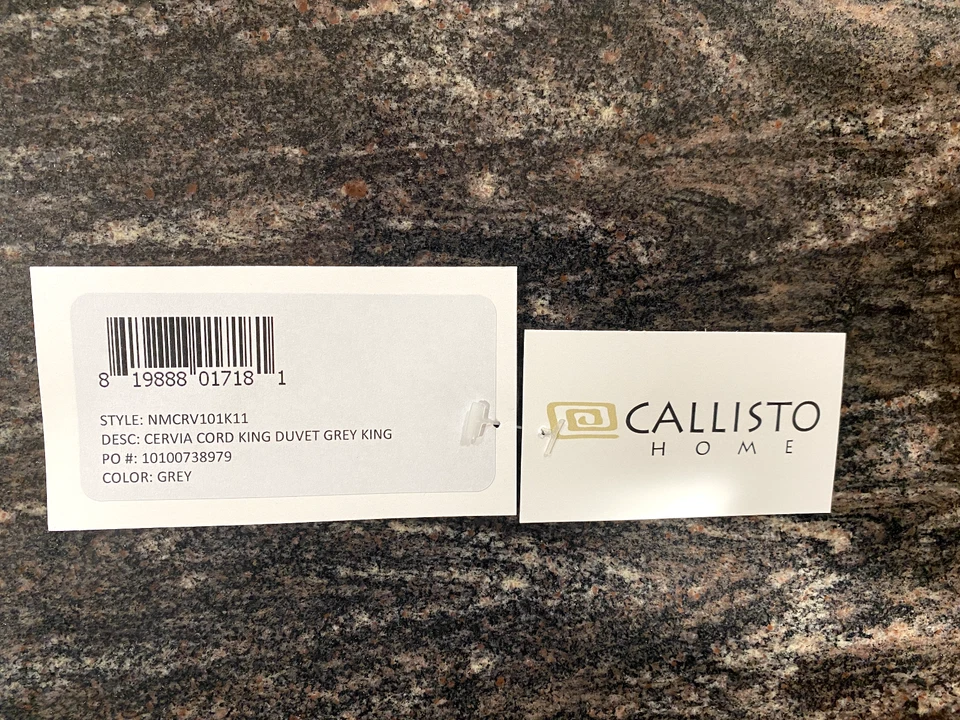 Brand New Callisto Cervia Cord King Duvet, Grey, 96"L x 106"W - Image 3 of 4