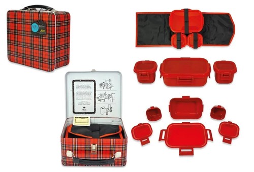 5 Piece Heritage Tartan Lunch Box Tupperware Kit Leak Proof Food Storage Bento