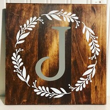Personalized Initial Wood Sign Name Plaque Monogram Family Name Wedding Wall