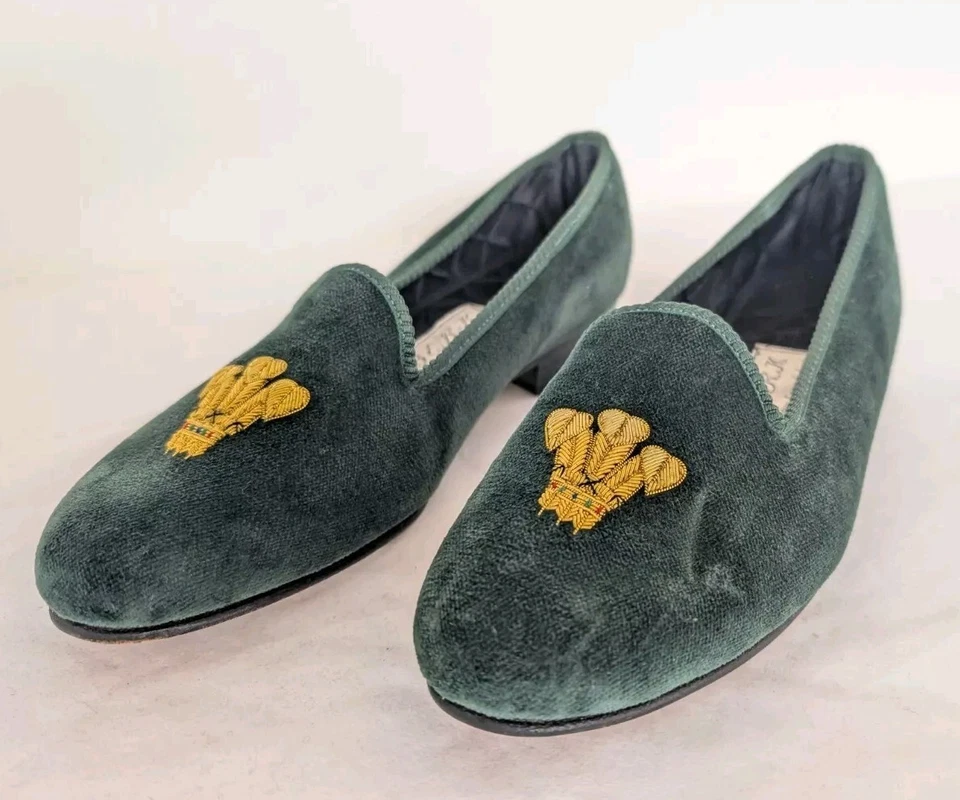 Zapatillas Berk Burlington Arcade Londres Príncipe Gales Terciopelo Verde Mujer Talla 5 UK Foto 3 de 4