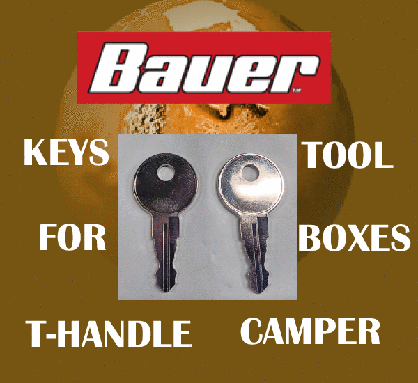 Bauer T-Handle Truck Topper Keys - 3 Keys Cut To Your Code K155