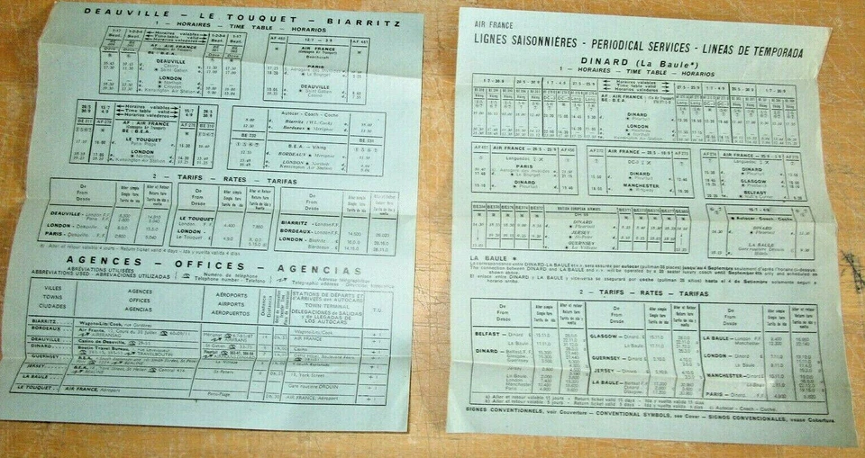 N°4079 : AIR FRANCE prospectus horaires DINARD, DEAUVILLE, LE TOUQUET, ... - Photo 1/1