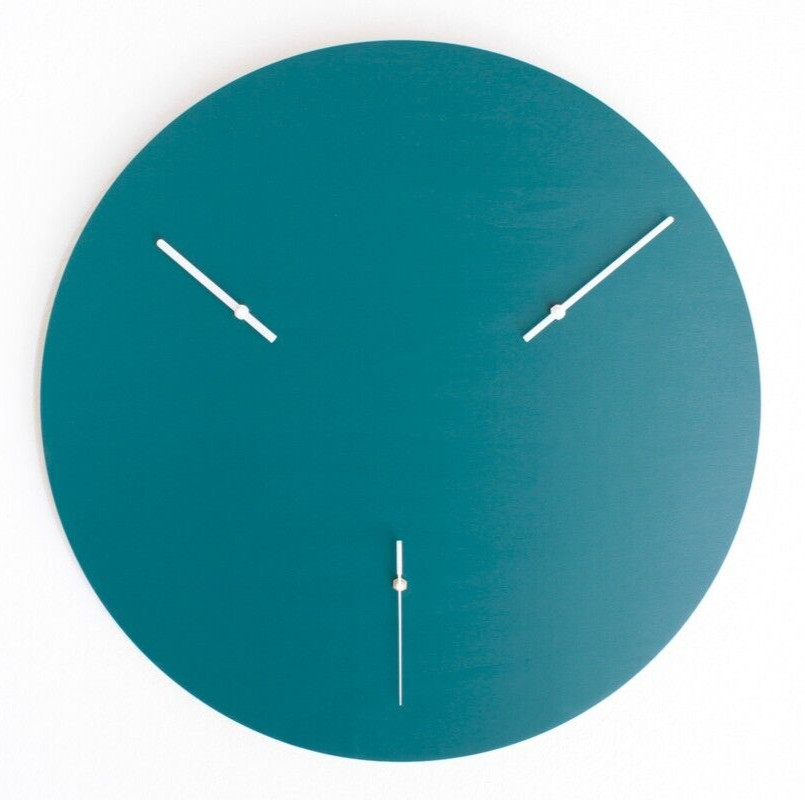 22,5" Oversized Teal Wood Wall Clock Giant Extra Large Silent Bedroom Timekeeper