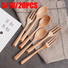 Wooden Fork Spoon Tableware cutlery Travel Dinnerware dining Kitchen Home Tool