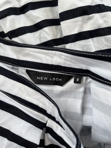 New Look White Striped A-Line Skirt Cotton Size 8 Knee Length - Picture 10 of 12
