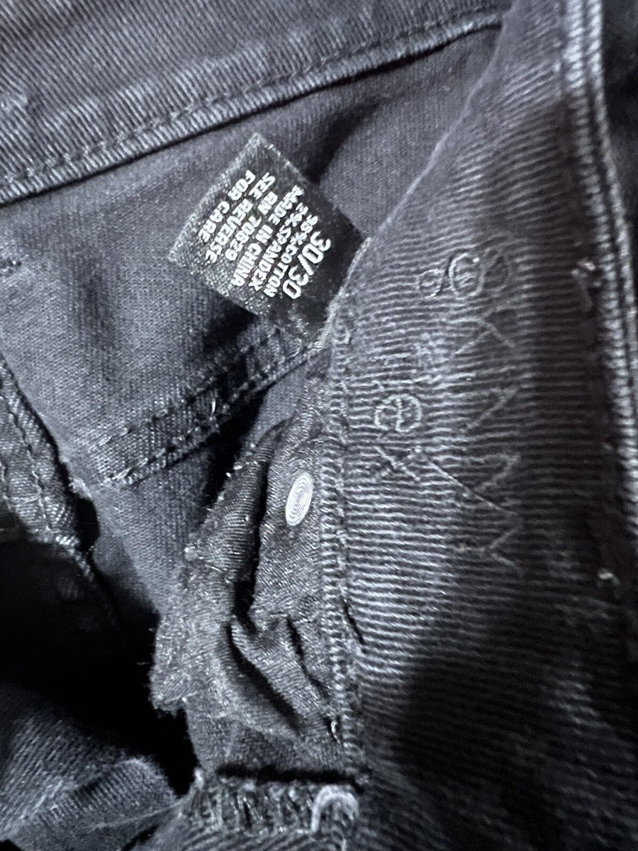 Carbon Biker Skinny Flex 30 x 30 Black Distressed Jeans | eBay