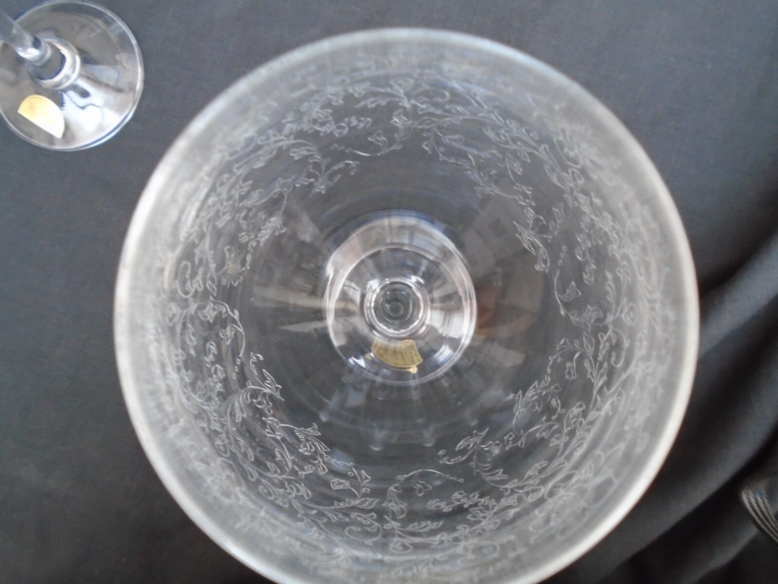 Vintage Rona Glass Slovakia Lead Free Crystal Pantograph Etched Wine