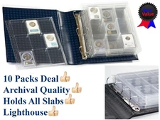 Lot of 20 Clear Certified Graded Coin Slab Album Pages PCGS NGC Lighthouse ENCAP