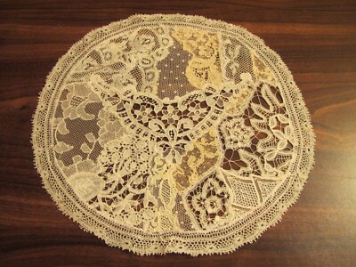 Antique Vintage Lace Table Doily Normandy Style Net Bobbin Combo Patchwork 8''