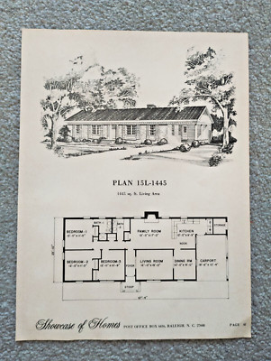 Beispiele für Neubauhäuser - Vintage North Carolina Architektur Druck - um 1970