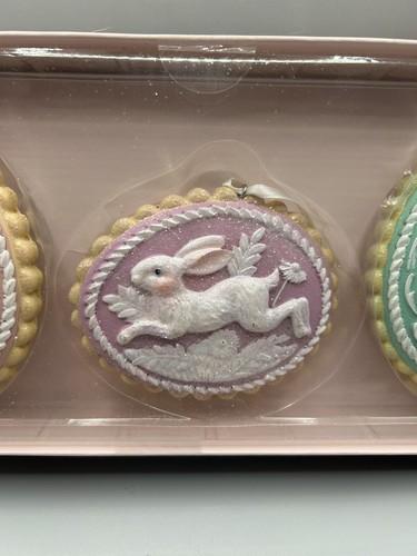 Cupcakes et cachemire lapin de Pâques pastel forme biscuit ornements victoriens NEUF - Photo 3/8
