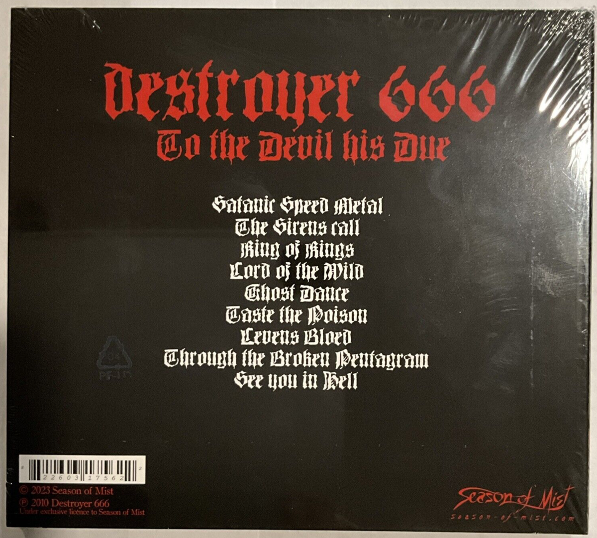Destroyer 666 - To the Devil His Due CD 2023 Season Of Mist – SOM