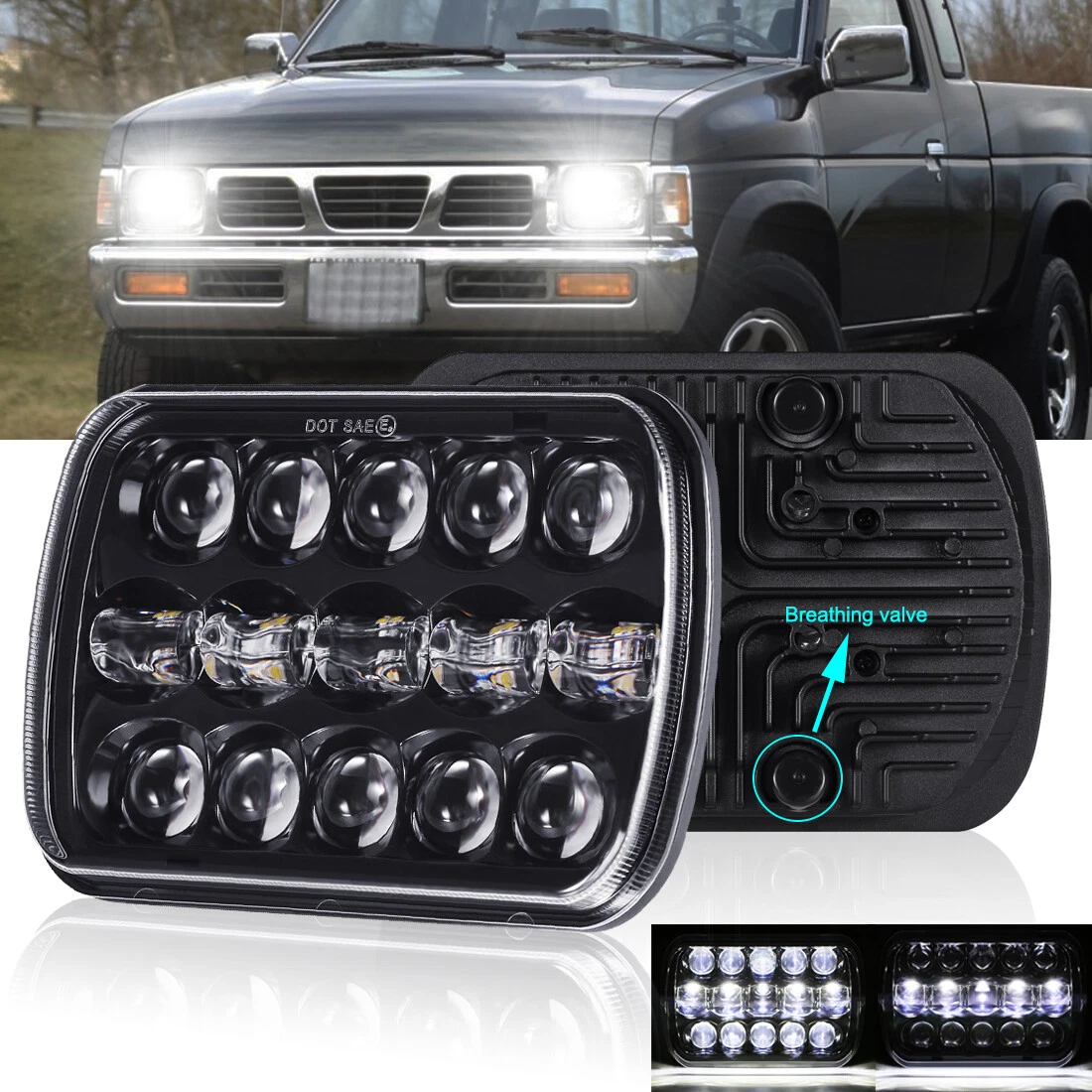 For 1995 1996 1997 Nissan Pickup Hardbody LED Headlights Hi Lo
