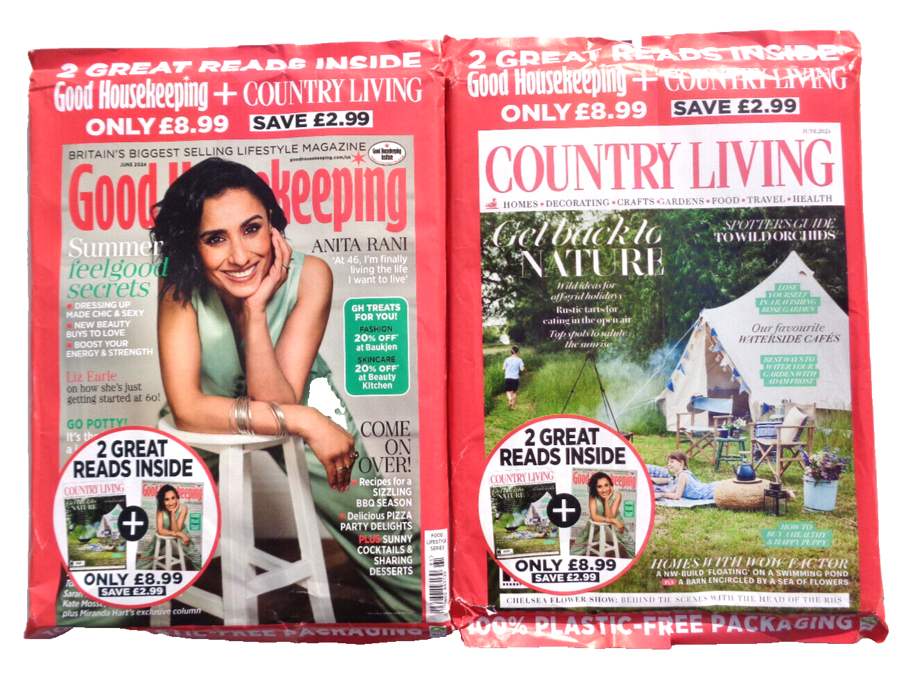 2 x MAG PACK ~ GOOD HOUSEKEEPING / COUNTRY LIVING MAGAZINE JUNE 2024 ~ NEW