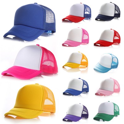 Trucker Hat Baseball Cap Mesh Retro Caps Blank Plain Hats Kid's Youth's Caps DIY