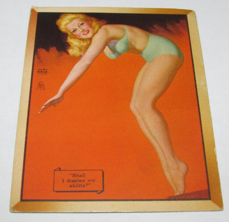 Vintage 1940s Original PIN-UP INK BLOTTER EARL MORAN "Shall I display ability?"