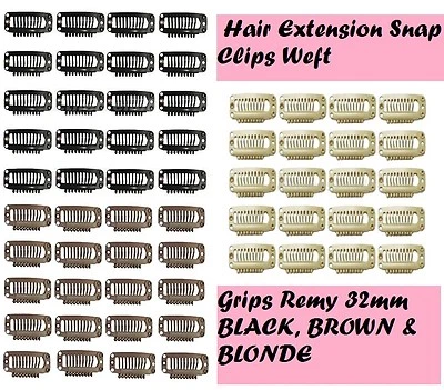Brown Black Blonde Hair Piece Snap Clips Extensions Wig Weft 28/32mm Micro Rings