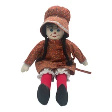 Vintage Hand Crafted Artisan Primitive Folk Art Cloth Rag Doll Painted Face