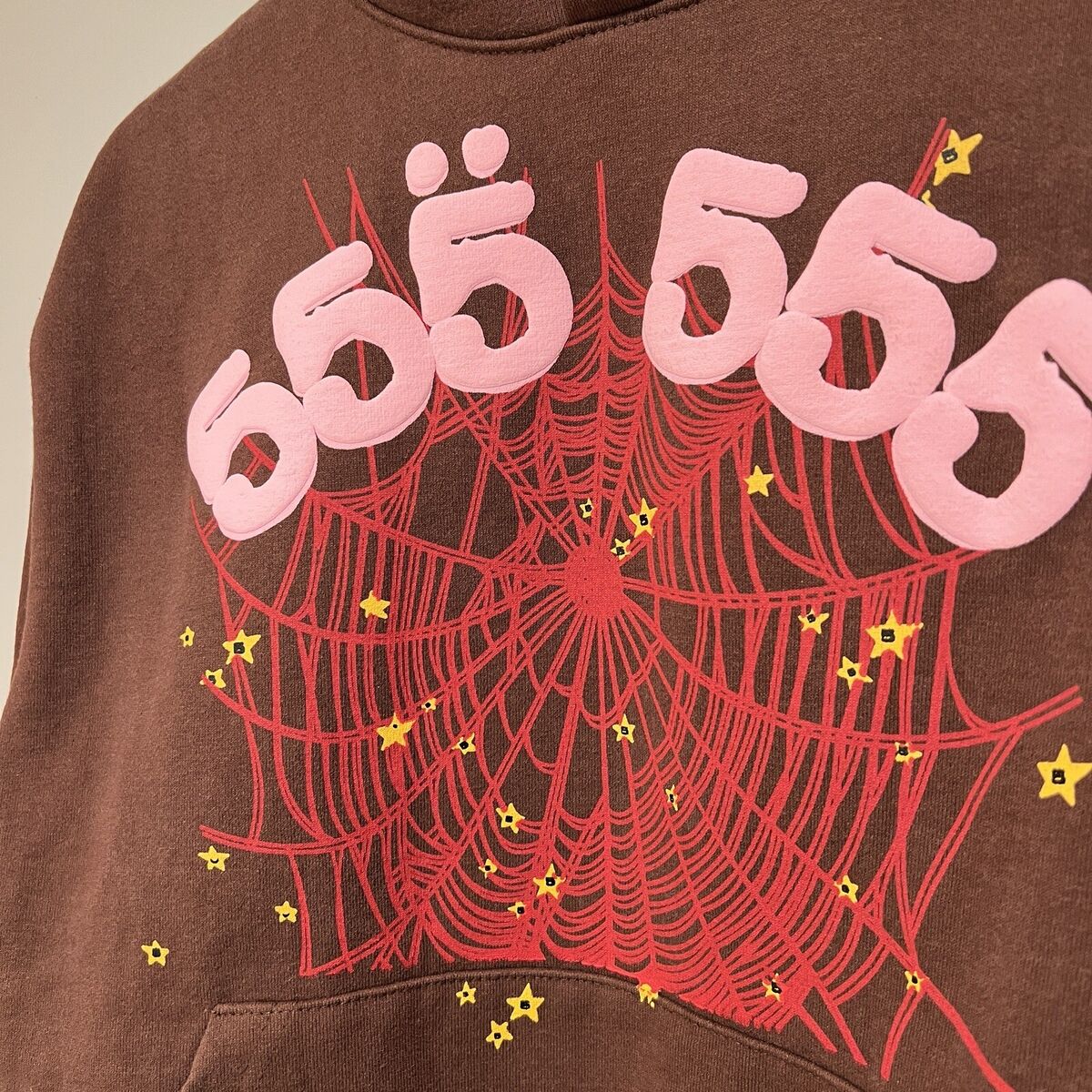 Sp5der Angel Number 555 Brown/Pink/Red - Hoodie - NEW - Size Sp5der Angel Number 555 Brown/Pink/Red - Hoodie - NEW - Size