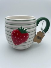 Taza de café fresa diseño LANG rayas verdes 16 oz en relieve 2024 taza B79