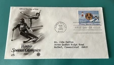 Winter Special Olympics Skiing Ice Skating 1985 First Day Cover Stamp