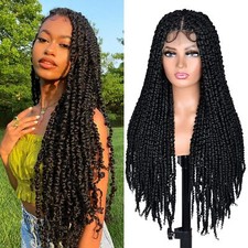 Pelucas Passion Twist Trenzado Cabello 26 pulgadas Negro Encaje Completo Imitación Locs con Pelo de Bebé