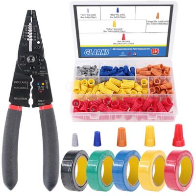 8'' 1022 Awg Multifunction Wire Stripper/crimper/cutter And 175pcs Twist Nuts Cap