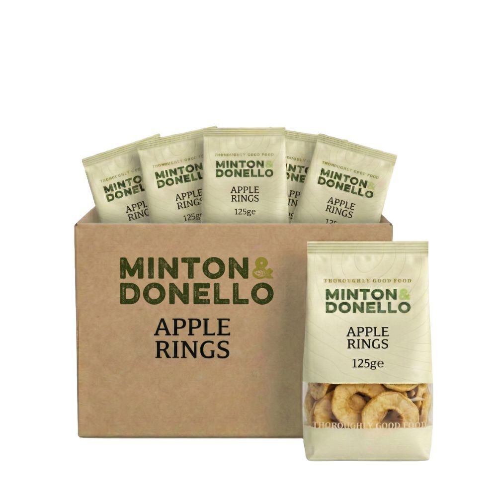 Minton & Donello Dried Apple Rings 6x125g Bulk Snack