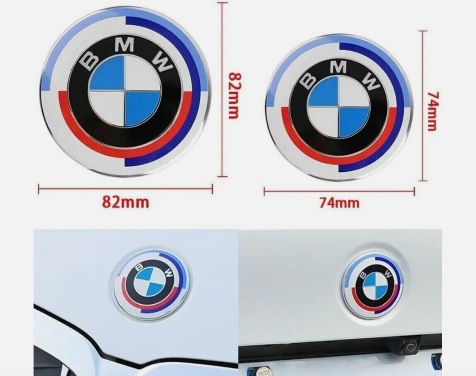Logo BMW 82mm et 74mm emblème capot coffre pour voiture 50ème anniversaire