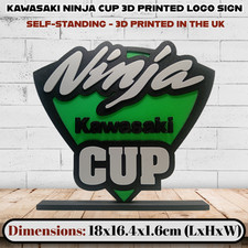 Kawasaki Ninja Cup Logo Sign 3D Printed, Self-Standing Logo Desk Decor Man Cave