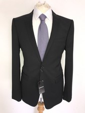 Image of EMPORIO ARMANI David Line - Mens Plain BLACK WOOL SUIT - 40 Reg - W34 L34 - BNWT