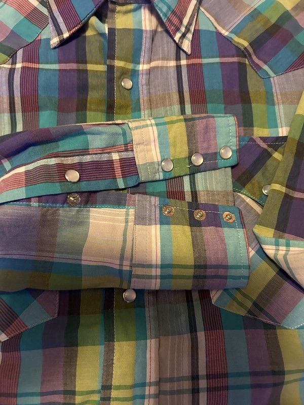 Vintage Pearl Snap Western Men’s Ruddock Plaid Long Sleeve Shirt