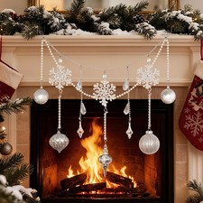 24 Inch Christmas Ball Garland Set of 2 - Shatterproof Silver Ball Ornament,...