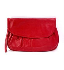 MADE IN ITALY The Bon RED Purse Genuine Leather 8” X 12”  Vintage Wristlet Bag